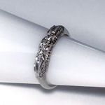 14KT ART DECO STYLE SOLID WHITE GOLD MID CENTURY MODERN 5 DIAMOND BAND RING Photo 11