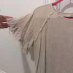 Entro  Beige Fringed Short Sleeve Top Photo 1
