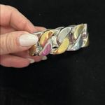 Vintage Two Tone Chain Link Cuff Bracelet Photo 2