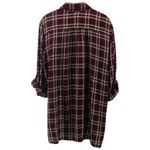 Max Studio  Maroon and Tan Plaid Jersey Button Down Fall Pumpkin Patch Size XL Photo 4