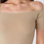 Forever 21 Off The Shoulder Ribbed Mini Dress, Square Cut Neckline in Oat, Small Photo 1