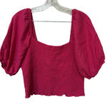 Universal Threads Universal Thread Hot Pink Puff Sleeve Crop Top L Photo 0
