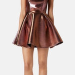 Topshop  Pink Metallic Strapless Mini Dress Size 8 Fit & Flare Barbie Fairy Rave Photo 1