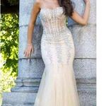 Anny Lee  Mermaid Sweetheart Sheer Bodice formal dress in nude size large Photo 0