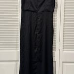 Princess Polly Black Satin  Maxi Dress with Slit Photo 2