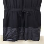 Vince Women’s Black Lamb Leather Hem Drawstring Waist Sleeveless Dress Photo 2