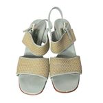 Cole Haan Vintage  Woven Chunky Block Heel Sandals Leather‎ Blue Womens Size 8 Photo 3