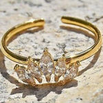 Dainty Crown Design CZ Ring Gold Photo 0