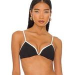 l*space L* Helena Bikini Top in Black Cream Size Medium V Wired Front NWT Photo 0