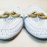 Tory Burch {6M} Jessa Woven Backless Loafer Icy Blue Photo 2