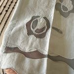 FRANCE 1 90s Vintage Light Blue Linen Wide leg pants wavy hem Ankle Length 4 Photo 4