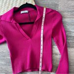 Aritzia NEW‎  Babaton sculpt knit ribbed top polo long sleeve pink Photo 6