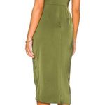 More To Come Green Satin Dress - Adonia Wrap Midi Dress in Olive  size XS Photo 2