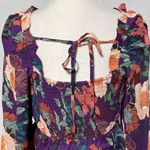Band Of The Free New  Floral Print Long Sleeve Crop Blouse Purple Size Small Photo 15