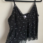 No Boundaries Dainty Floral Mesh Sheer Babydoll Black Cami Top XXL Fairy Y2K Baddie Feminine Photo 0