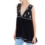 Free People  Sleeveless Diamond Embroidered Boho Sleeveless Top Black Size M Photo 11