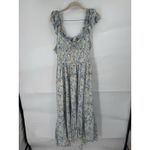 American Eagle Ruffle Floral Midi Dress Women Large White Blue Cottage Peasant Photo 1