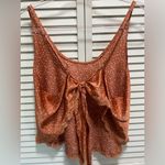 POL  Burnt Orange White Polka dot Cami Open Tie Back‎ Lace Trim Size M Photo 3