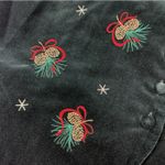Karen Scott  Green Velvet Embroidered Pine Cone Christmas Holiday Vest Size Large Photo 2