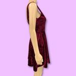 Lulus MEDIUM Red This Night Crushed Velvet Plunge Backless Fit Flare Mini Dress Photo 3