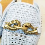 Tory Burch {6M} Jessa Woven Backless Loafer Icy Blue Photo 3