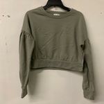 Abound  Womens Olive Green Puff Sleeve Cropped Pullover Sweatshirt Photo 1