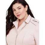 Torrid Plus Size 2X Suede Moto Jacket Light Pink Full Zip Long Sleeve 1642 Photo 3
