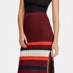 Free People Far From Here Maroon Combo Chunky Crochet Boho Midi Skirt Size Large Photo 0