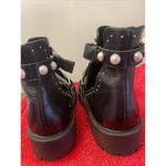 ZARA  Women's Black Pearl Buckle Motorcycle Faux Leather Combat Boot Sz 39 US 8.5 Photo 6