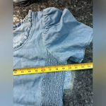 Levi's Levi’s | Light Indigo Louise Short Puff Sleeve Hey Friend Crop Top Blouse Size L Photo 7