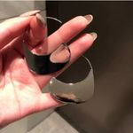 Boutique NEW Solid Large Hoop Earrings |‎ White Gold over 925 Sterling Silver Photo 1