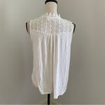Ember Boho Sleeveless Swiss Dots Blouse Large Crochet Lace Collar Henley Shirt L White Photo 2
