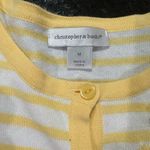 Christopher & Banks  Butter Yellow White Striped Cardigan Bees mature church Photo 7