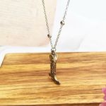Rustic Cowgirl Boot Pendant Necklace Silver Photo 3
