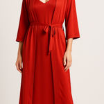 Auden Red Robe & Slip Dress Set Size M Size M Photo 0