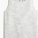 J.Crew  Textured Tank Top with Scallop Trim Blue Size XL Blue Tweed Photo 0