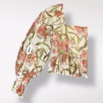 Moodie Floral Smocked Blouse‎ Womens Size XS Cottage Core Cream Pink Photo 4