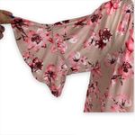 Siren Lily VTG Y2K  Pink Floral Blouse with Lace Sleeves L Photo 4