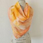 Orange and Cream Watercolor Silk Neck Square Scarf Photo 0