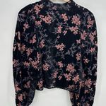 Another Love Womens Black Floral Velvet Long Sleeve Blouse Size S NWT Feminine Photo 0