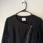 Elle  Black Moto Jacket L‎ Peplum Hem Full Zip Long Sleeve Casual Grunge Photo 2