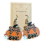 Halloween Pumpkin Earrings Boo Leopard Bow Ghost Dangle Drop Earrings New Orange Photo 1
