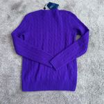 Ralph Lauren Polo  Cashmere Purple Cable Knit Crewneck Sweatshirt New Small Photo 5