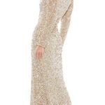 Mac Duggal 5510 Gold Puff Shoulder Sequined Surplice Gown 2 NEW Photo 1