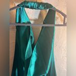 Emerald Green Teal Halter Dress evening prom wedding draped front back stretch M Size M Photo 5