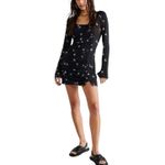Free People Celia Mini Dress Black Floral Long Sleeve, Size XS, New with Tag Photo 2