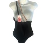 Shandian Leopard Print One Piece Swimsuit XL (12) One Shoulder Mob Wife Vibe Black Photo 5