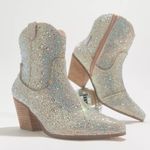 Matisse x Free People Harlow Rhinestone Western Cowboy Boots Booties | Size 6.5 Silver Photo 3