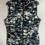 Tangerine  Women's Vest Jacket Puffer Down Black Multicolor Watercolor Size Large Photo 0
