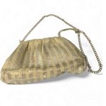 Anthropologie  The Frankie Raffia Clutch in Gold Bag Crossbody Chain Clutch Purse Photo 2